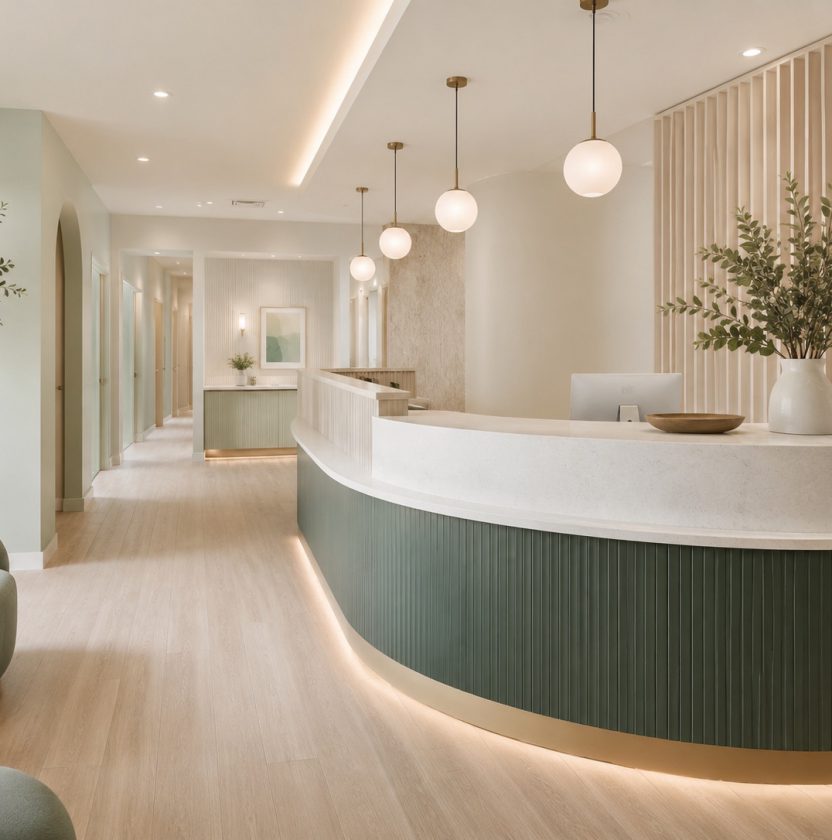 Reception desk at Island Dental Studio, Guernsey