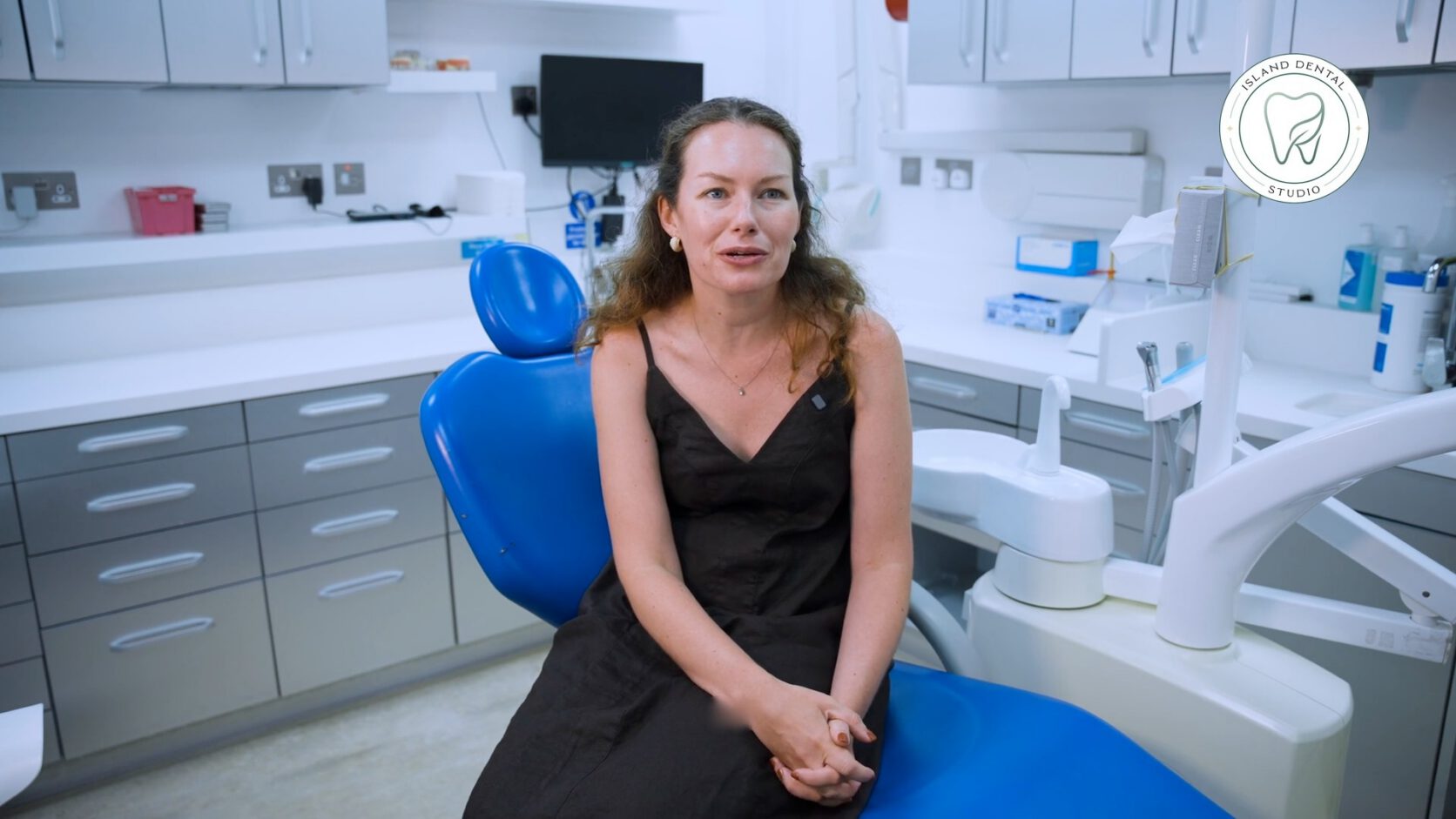Abby, a patient at Island Dental Studio, in the treatment room