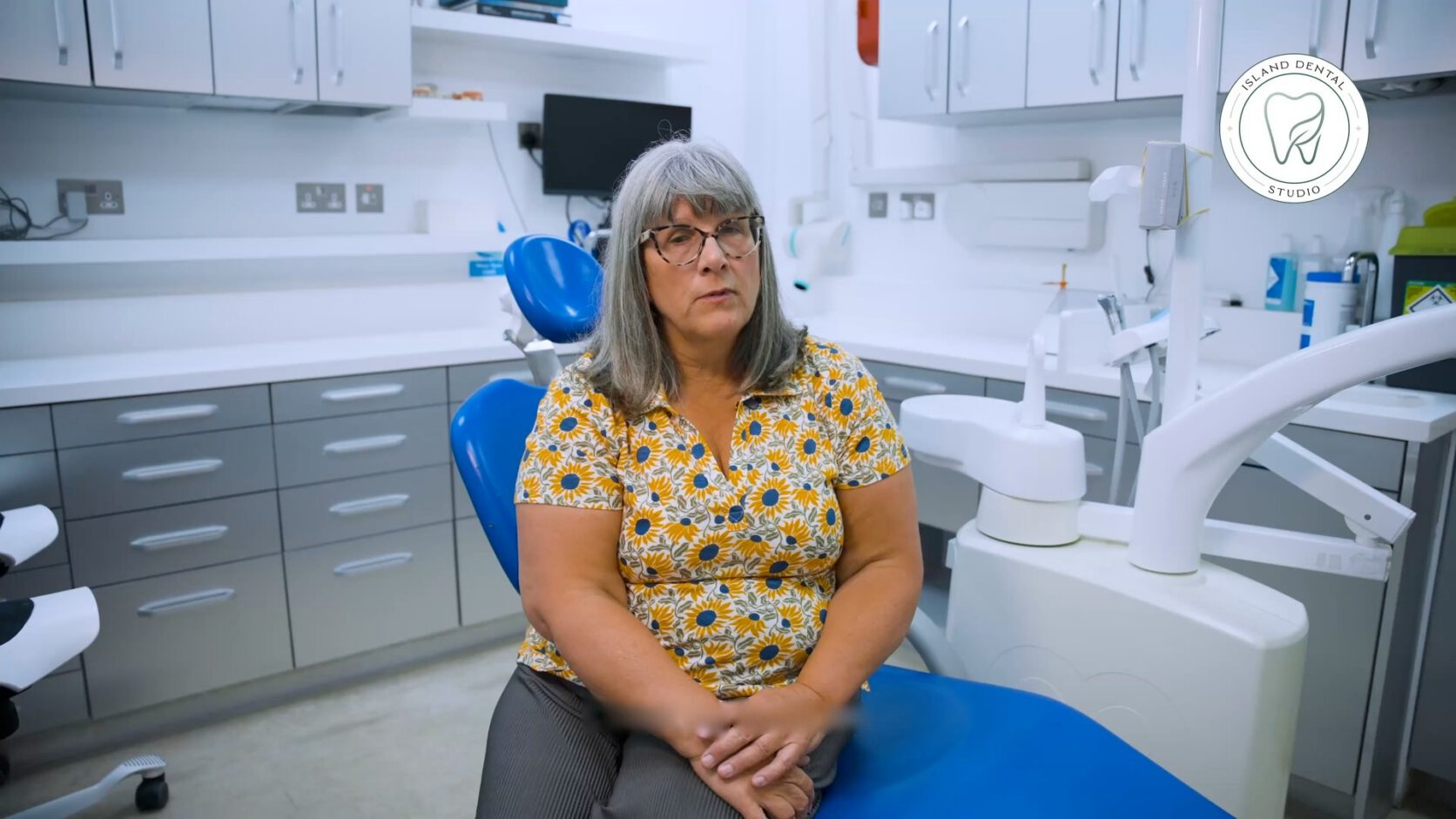 Bronwen, a patient at Island Dental Studio, in the treatment room