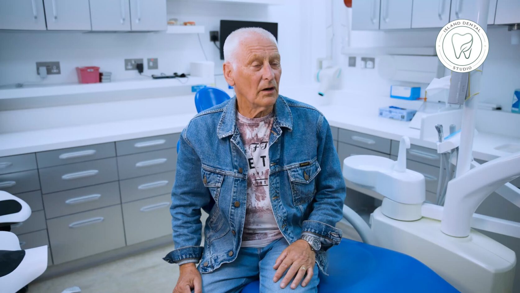 Dougie, a patient at Island Dental Studio, in the treatment room