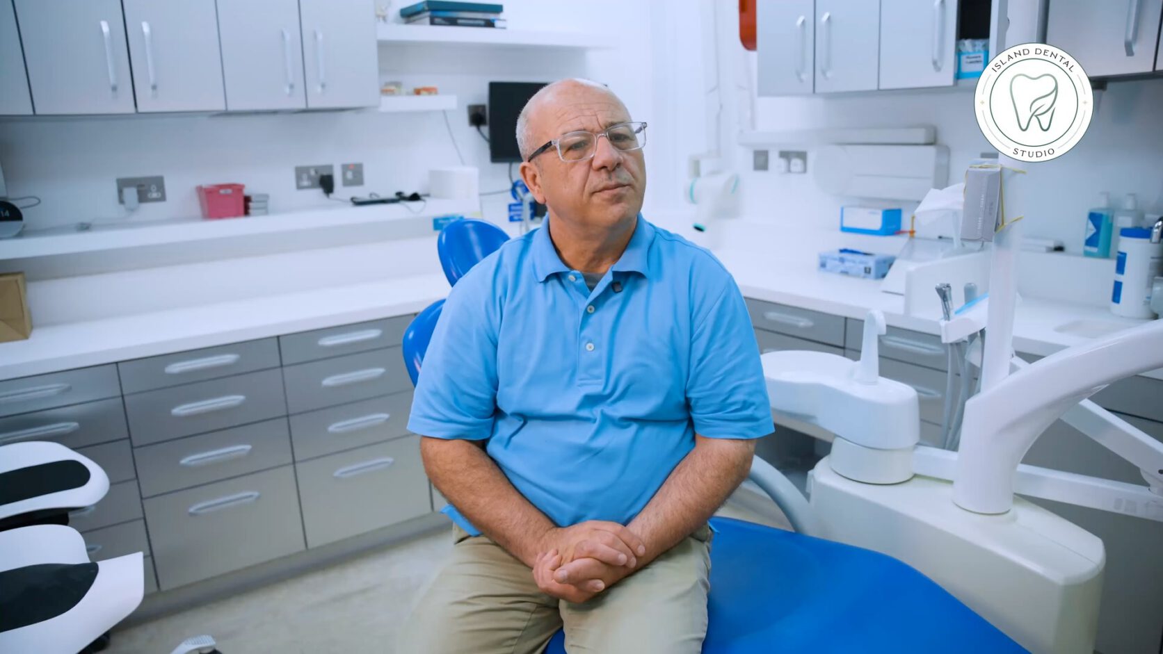 Francesco, a patient at Island Dental Studio, in the treatment room