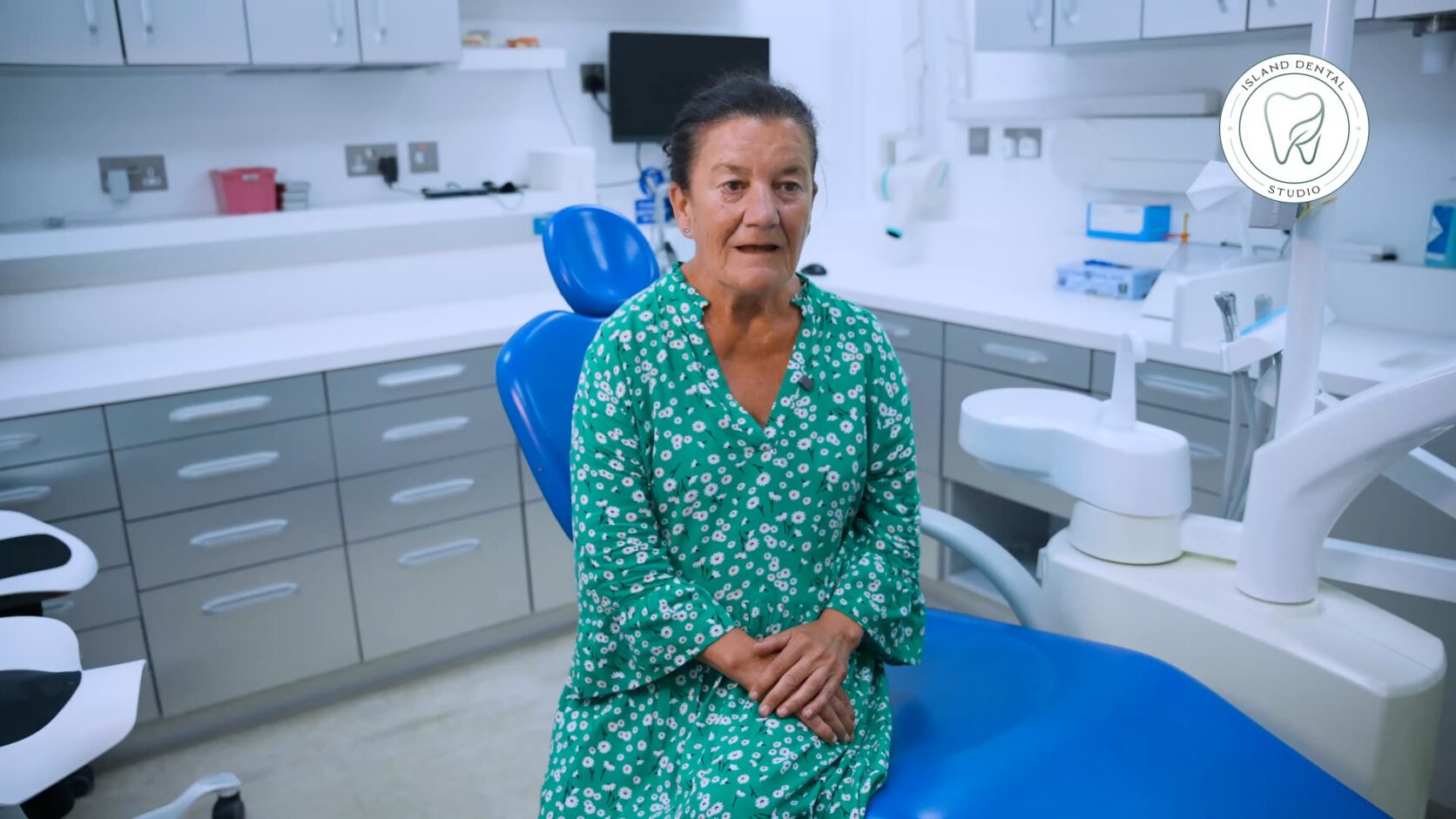 Margaret, a patient at Island Dental Studio, in the treatment room