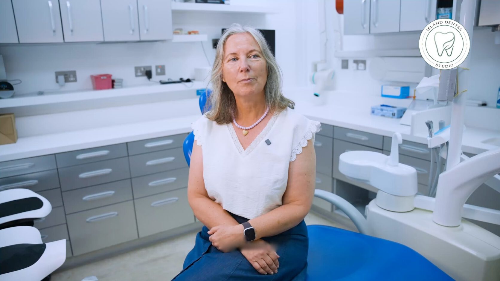 Tania, a patient at Island Dental Studio, in the treatment room