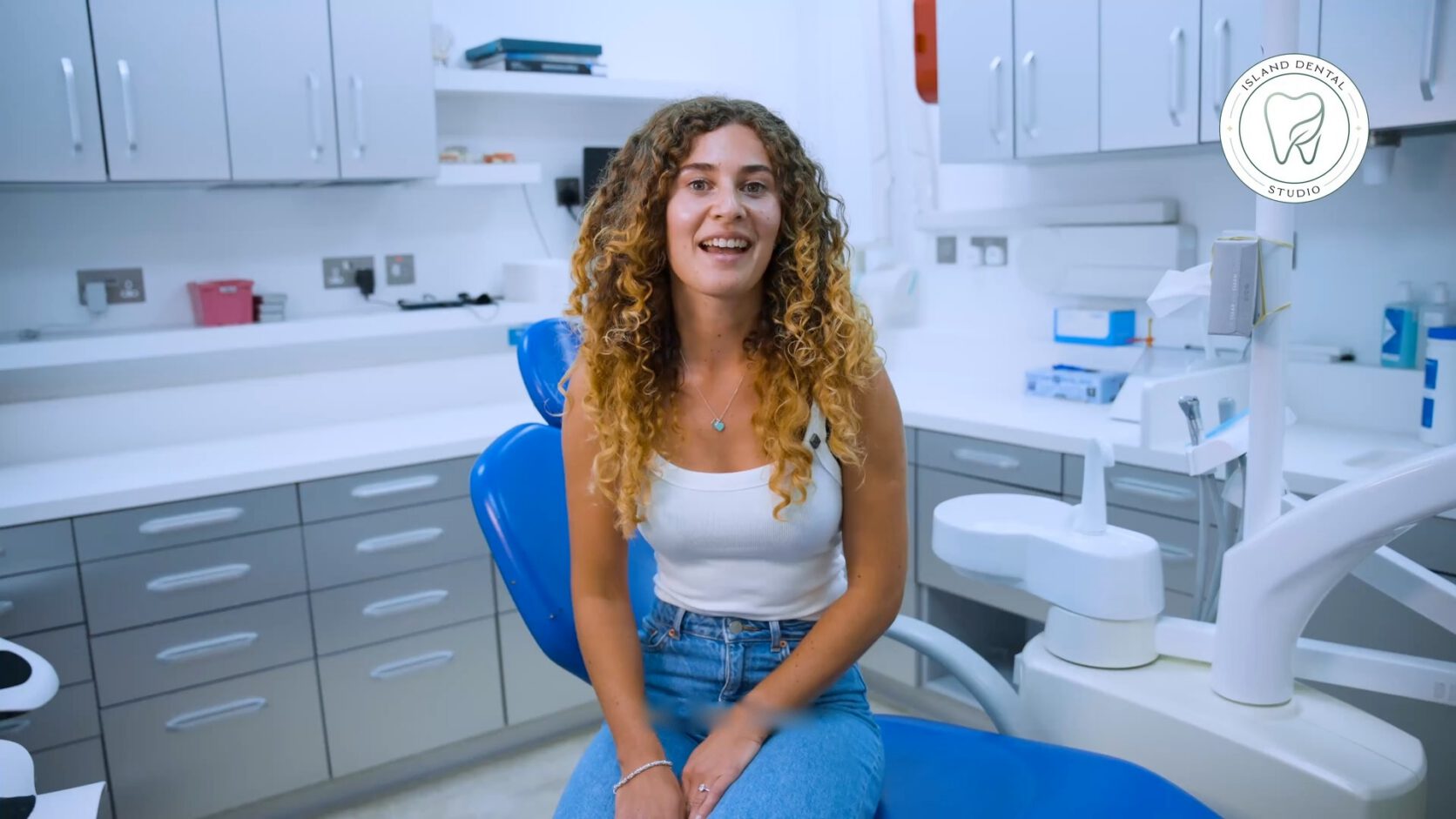 Zana, a patient at Island Dental Studio, in the treatment room